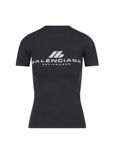 Balenciaga Activewear Stretch Jersey T-shirt In Black