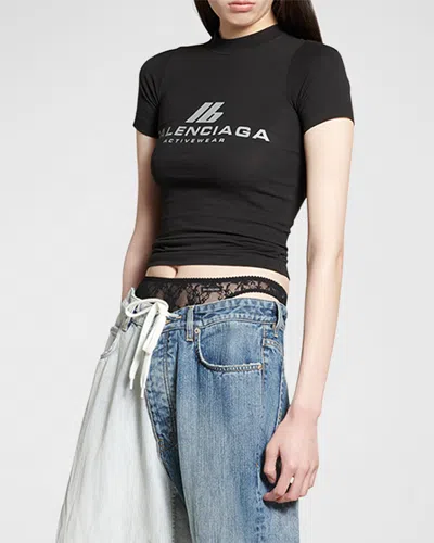 Balenciaga Women's Activewear T-shirt Fitted In Black