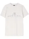 Balenciaga Women Logo Cotton T-shirt In Grau
