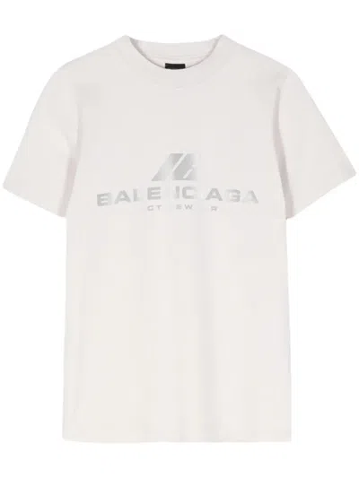 Balenciaga Logo Cotton T-shirt In White