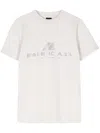 Balenciaga Women Logo Cotton T-shirt In White