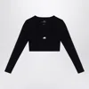 Balenciaga Logo Scoop Neck Cropped Top With Long Sleeves