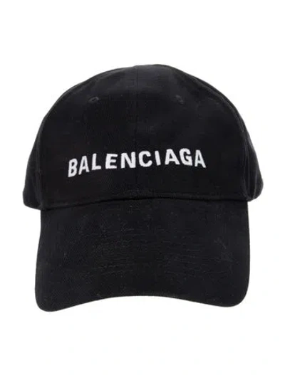 Pre-owned Balenciaga Adjustable Embroidered Logo Baseball Hat In Black