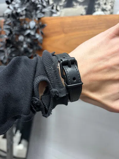 Pre-owned Balenciaga ‘agneau' Single Strap Black Calfskin Leather Bracelet