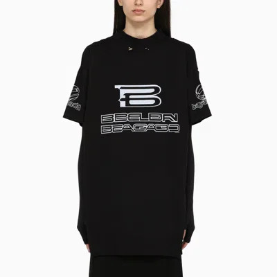Balenciaga Washed Cotton T-shirt With Ai Generated Logo For Women In Ss24 Season In Black