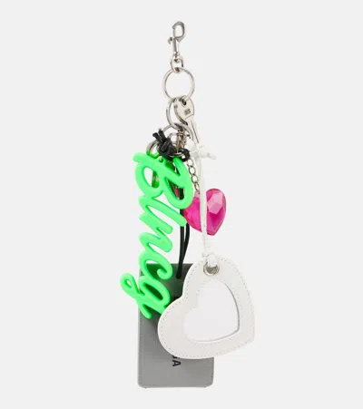 Balenciaga Aki Keychain W/ Leather & Brass Charms In 多色