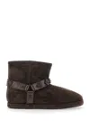 Balenciaga Alaska Brown Ankle Boots With Leather Belt And Logo Lettering On The Rear In Suede Woman In Brown