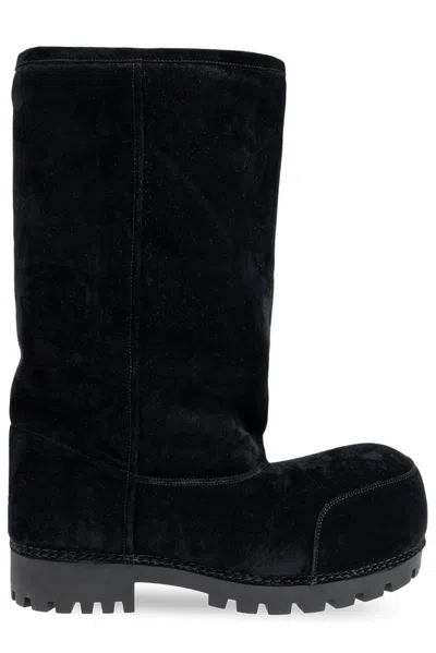 Balenciaga Men's Alaska Fur High Boot In Black