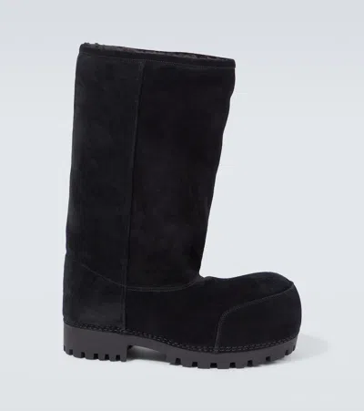 BALENCIAGA ALASKA FUR HIGH SUEDE BOOTS