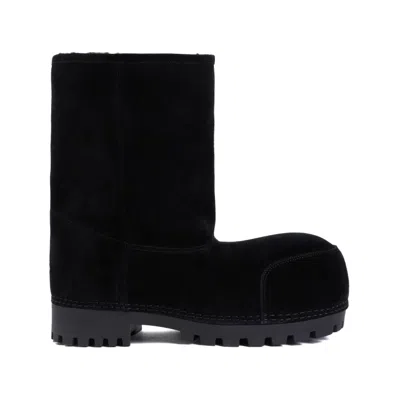 Balenciaga Alaska Fur Low Black Calf Leather Boots