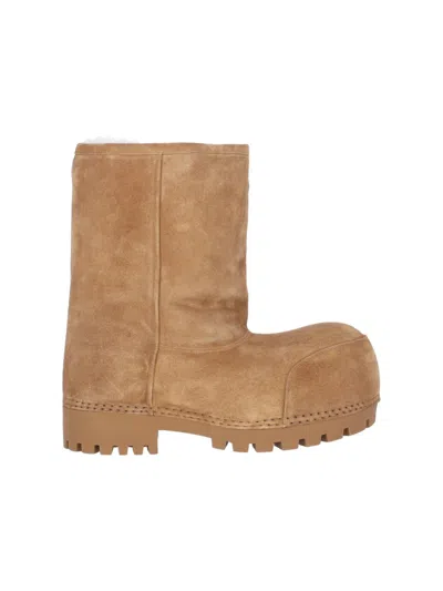 Balenciaga "alaska Fur" Oversized High Boots Brown