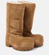 Balenciaga Alaska High Suede Boots In Brown