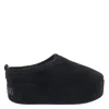 Balenciaga Suede Mules With Rounded Toe And Elevated Platform Sole In Black
