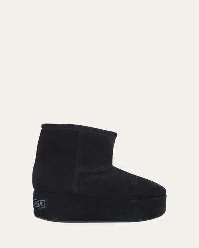 Balenciaga Alaska Platform Suede Ankle Booties In Black