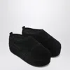Balenciaga Suede Mules With Rounded Toe And Elevated Platform Sole In Black