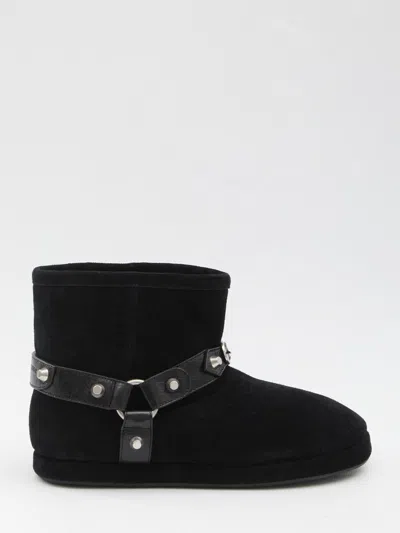 Balenciaga Soft Ankle Boot With Studs And Buckles In Black