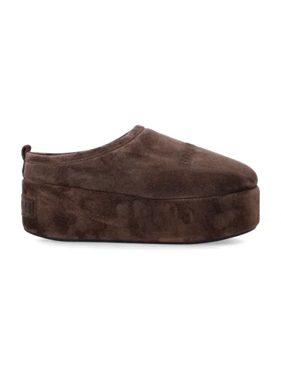 Balenciaga Alaska Soft Platform Flat With Open Back And Rounded Toe In Light Espresso
