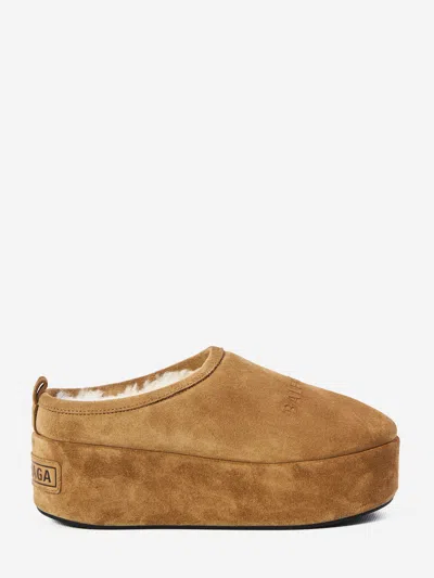 Balenciaga Alaska Soft Platform Sabots In Brown