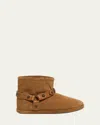 Balenciaga Alaska Studded Leather-trimmed Fleece-lined Suede Ankle Boots In Brown