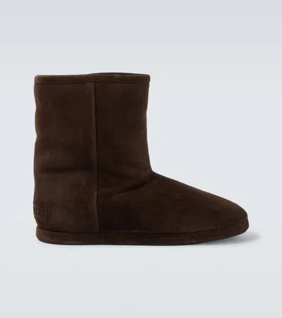 Balenciaga Alaska Soft Suede Ankle Boots In Brown