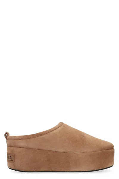 Balenciaga Women Alaska Soft Suede Mule With Plateau In Brown