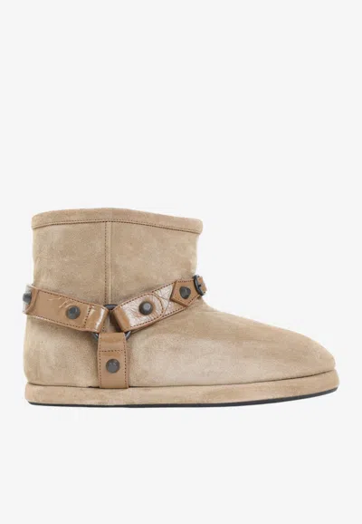 Balenciaga Alaska Soft Suede Snow Boots In Neutral