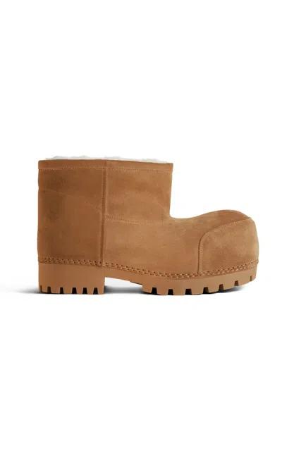 Balenciaga Alaska Suede & Faux-fur Ankle Boots In Tan