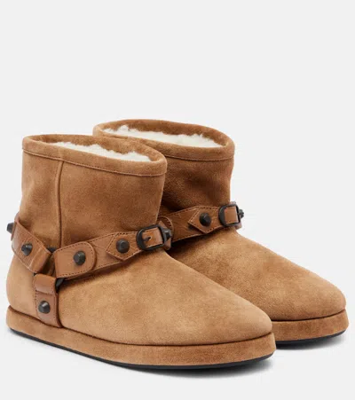 Balenciaga Alaska Suede Ankle Boots In Brown