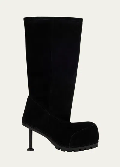 Balenciaga Alaska Suede Stiletto Tall Boots In Black