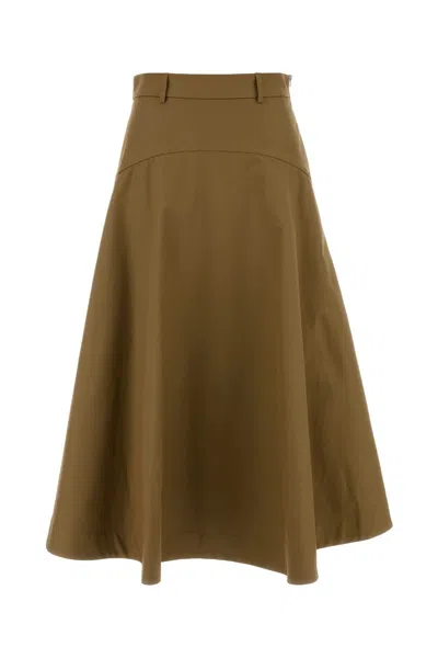 Balenciaga A-line Cotton Skirt In Green