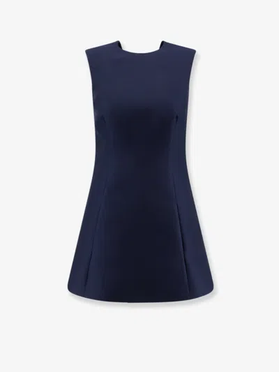 Balenciaga A-line Merino Wool And Silk Blend Short Dress In Blue