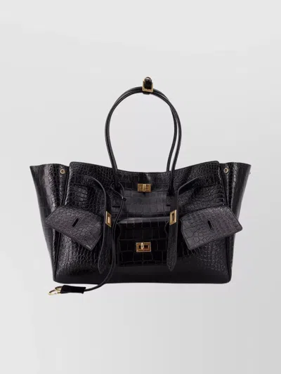 Balenciaga All Day Croco Leather Shoulder Bag