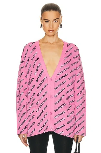 Balenciaga All Over Cardigan In Pink & Black