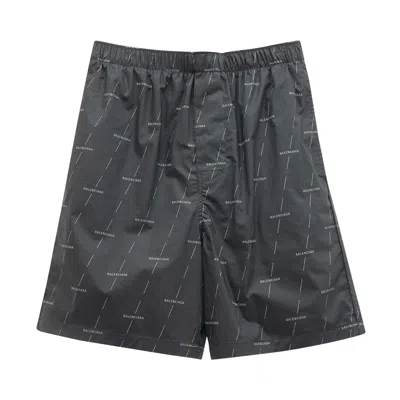 Pre-owned Balenciaga All Over Logo Bermuda Shorts 'black/grey' | Men's Size S