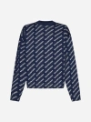 BALENCIAGA ALL-OVER LOGO COTTON AND WOOL BLEND SWEATER