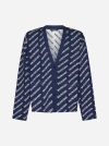 Balenciaga All-over Logo Button-up Cardigan In Blue