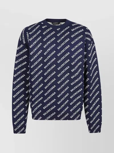 BALENCIAGA ALL-OVER LOGO CREWNECK SWEATER