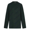 Balenciaga All Over Logo Crewneck Wool Knit Sweater 'dark Green'