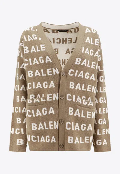 BALENCIAGA ALL-OVER LOGO INTARSIA CARDIGAN