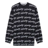 Balenciaga Logo All Over Print Pullover Sweater In Black