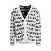 Balenciaga Logo Jacquard Wool Blend V-neck Cardigan