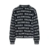 Balenciaga Logo All Over Print Pullover Sweater