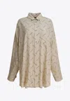Balenciaga All-over Logo Long-sleeved Shirt In Multi
