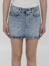 Balenciaga Women Miniskirt With Logo In Blue