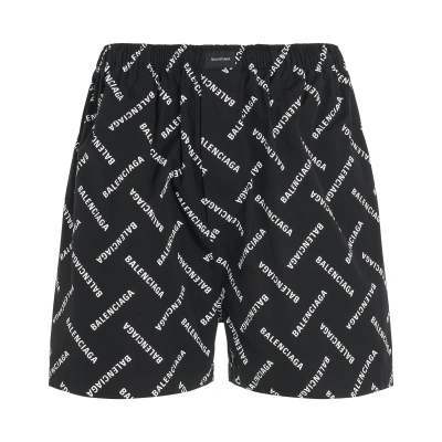 BALENCIAGA MEN'S ALL-OVER LOGO PYJAMA SHORTS