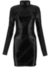 Balenciaga Sequins Mini Dress With Long Sleeves And Turtleneck In Black