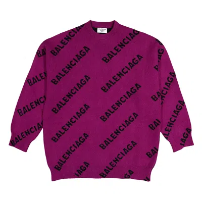 Pre-owned Balenciaga All Over Logo Sweatshirt 'fuchsia/black' | Pink | Men's Size L
