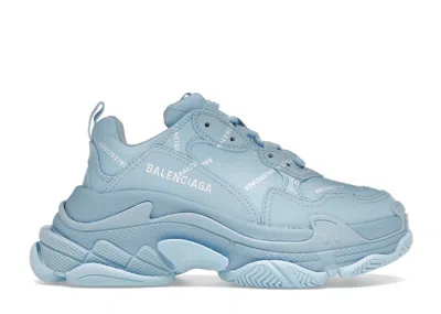 Pre-owned Balenciaga All Over Logo Triple S Grey (women's) Sneakers In Blue/white