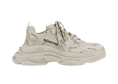 Pre-owned Balenciaga All Over Logo Triple S (women's) Sneakers In Beige/black
