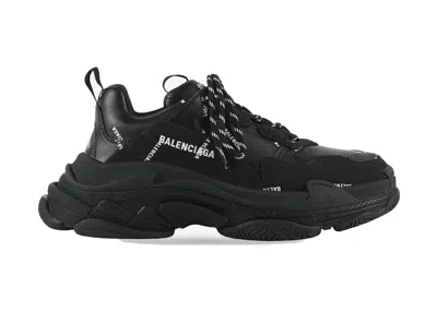 Pre-owned Balenciaga All Over Logo Triple S (women's) Sneakers In Black/white